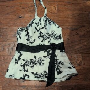 White House Black Market Black and White Floral Blouse